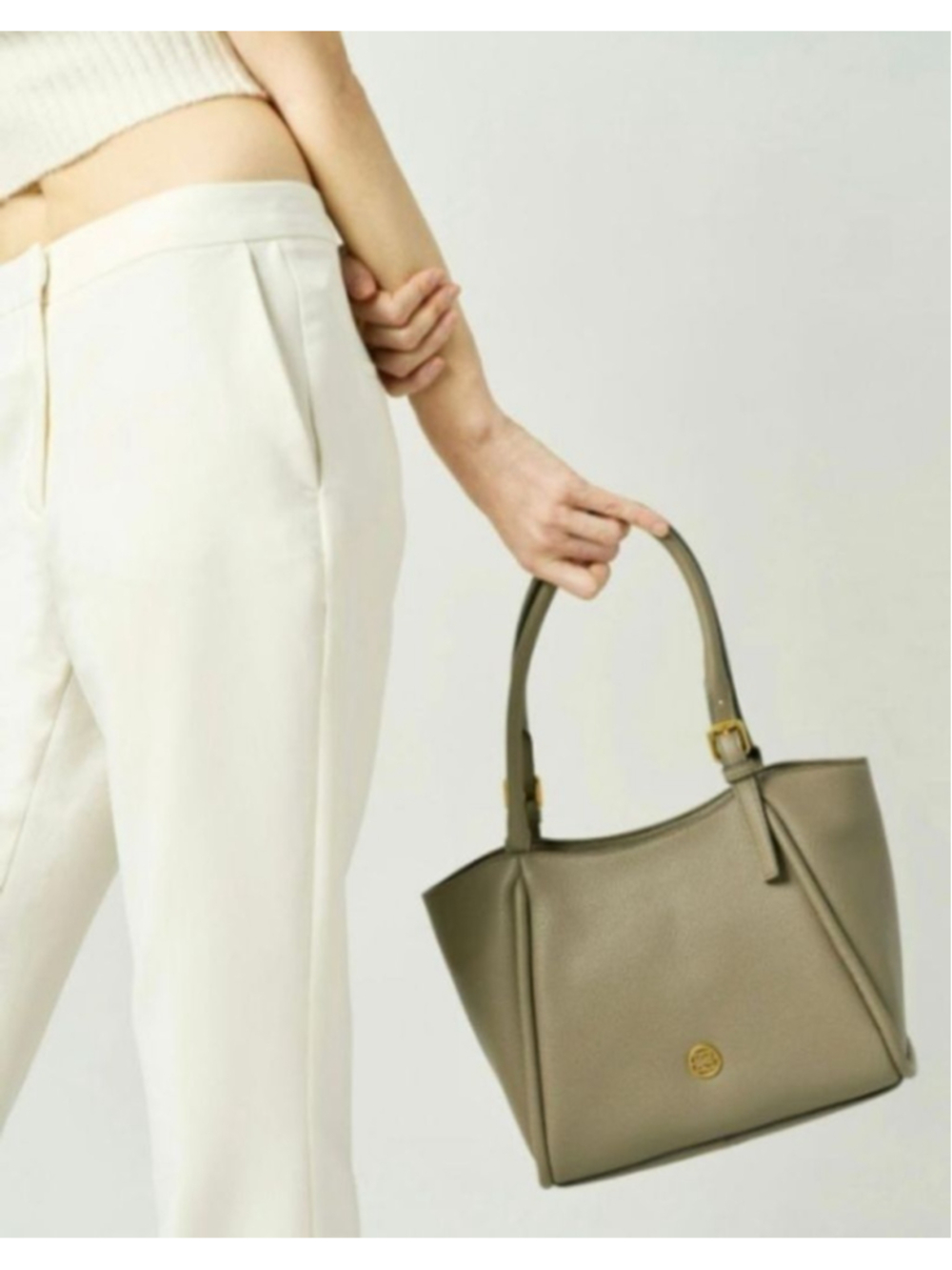 Bolvaint Gray Leather Tote Shoulder Bag - Picture 12 of 16